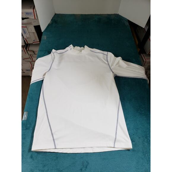 Under Armour Coldgear Sweatshirt Size Medium Mens White Mock Neck Running Gym - Picture 1 of 10